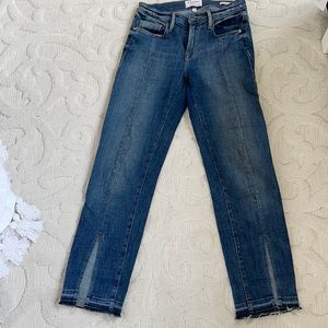 Frame denim, front slit at bottom leg, undone hem